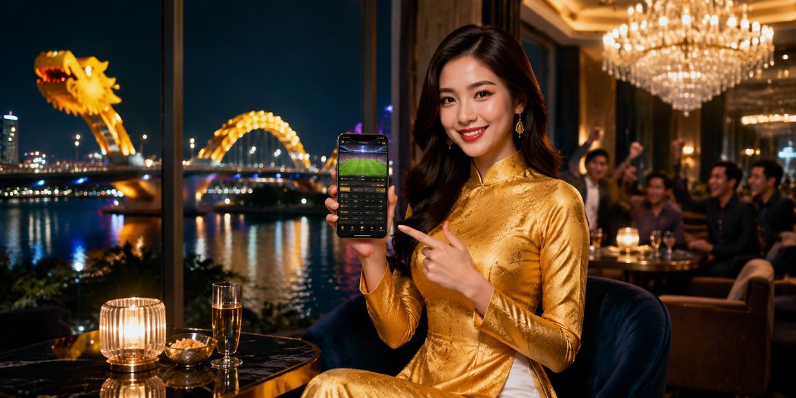 Người dùng Đà Nẵng truy cập casino di động qua điện thoại trong trang phục áo dài